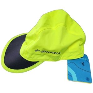 Brooks Running Jogging Seattle Collapsible  Hat Neon Yellow Green Nightlife NWT
